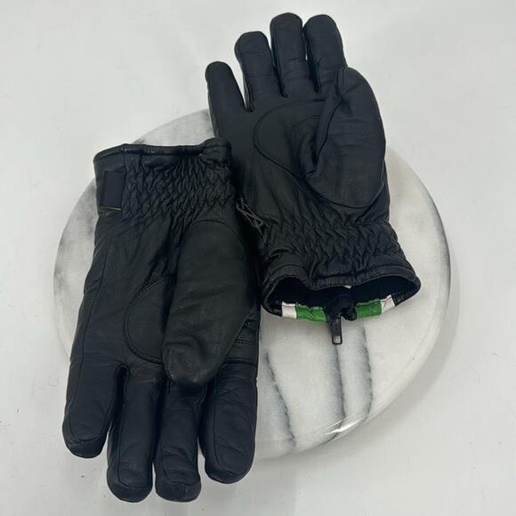 Team Arctic green and black leather padded gloves - Picture 4 of 7